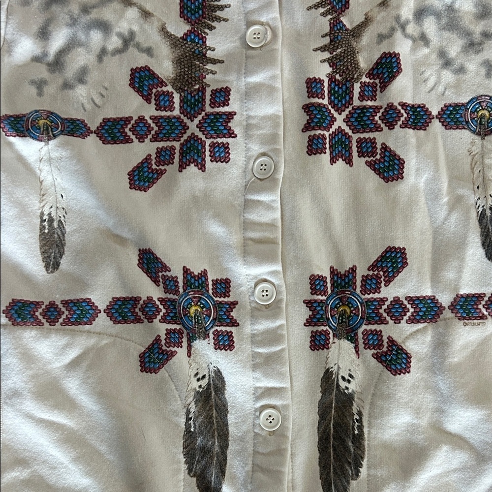 Vintage 90s Native American Unlimited Sportswear All Over Sweatshirt W/ Pockets - Picture 3 of 10
